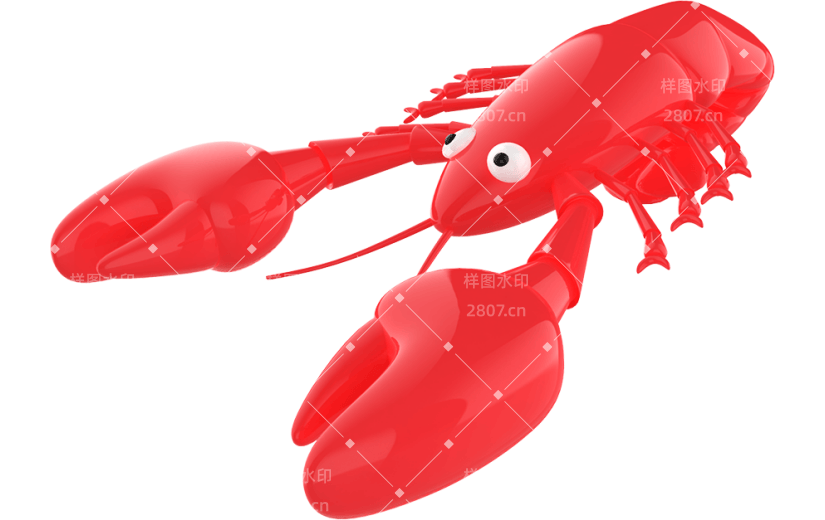元素3D立体红色龙虾宵夜