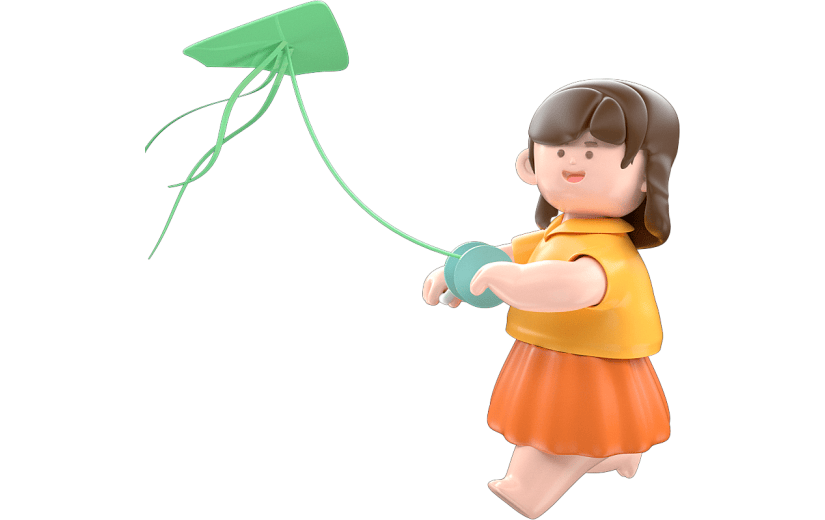 C4D女孩放风筝3D元素