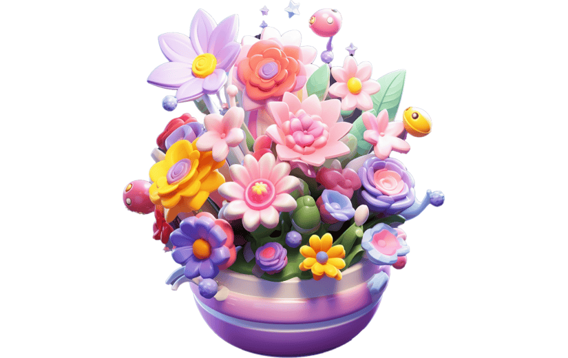3D风格美丽鲜花花束宣传3D元素