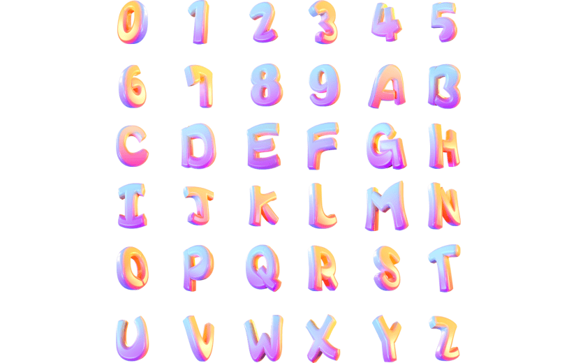 【自行裁剪】渐变风数字字母立体3D元素