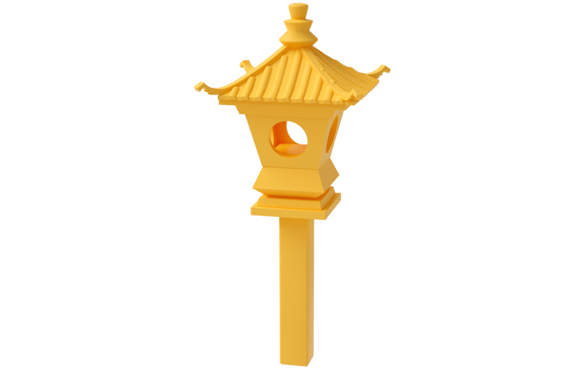 元素C4D立体黄色中式小灯塔