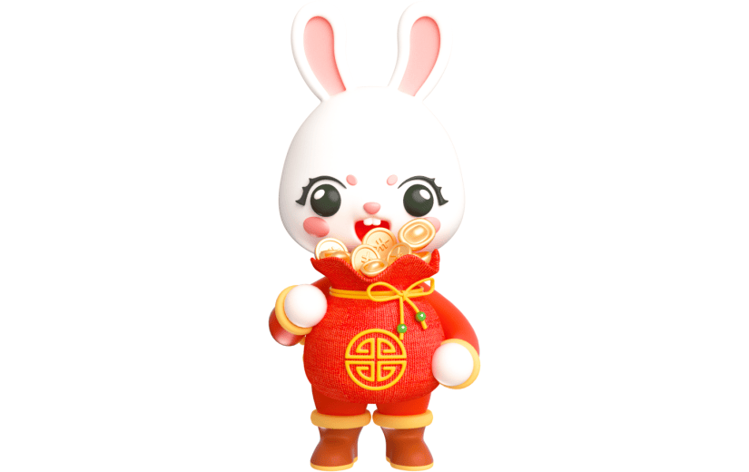 元素卡通3D年味兔子