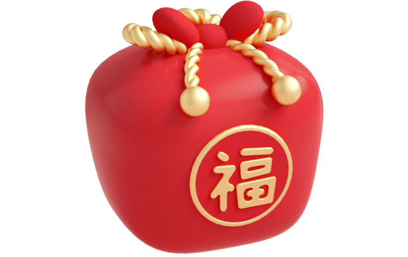 元素C4D立体红色卡通福袋