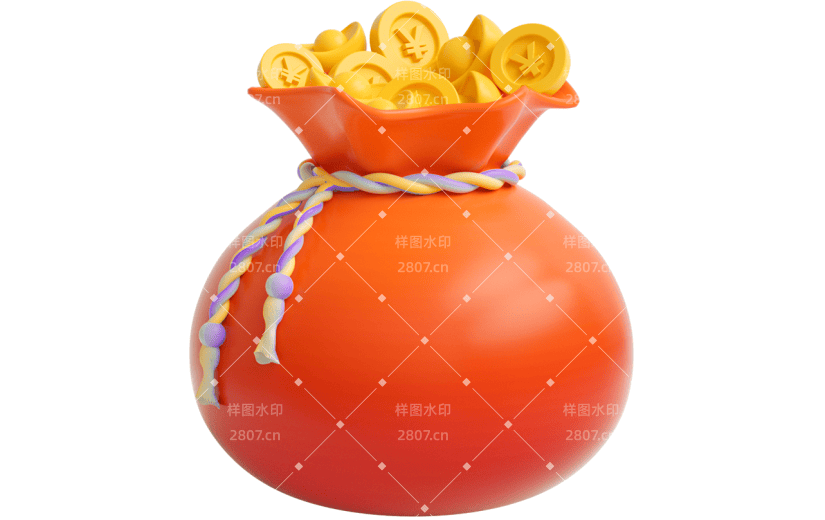 元素C4D立体橙色卡通福袋