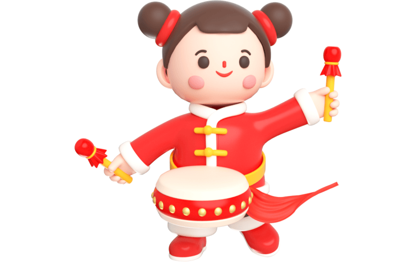 元素卡通3D新年女孩