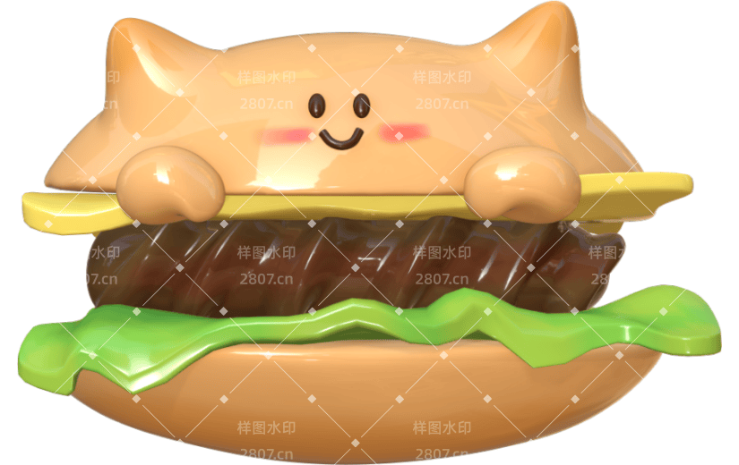 3D立体猫咪汉堡小玩具