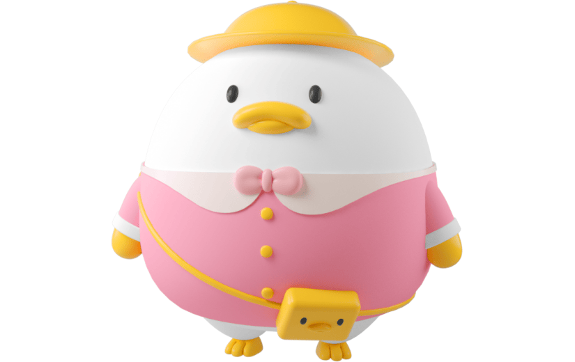元素C4D立体粉色卡通胖鸭子