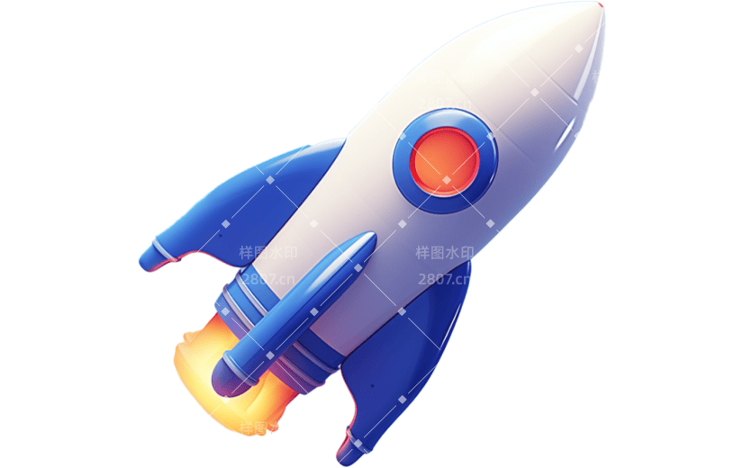 3D风格火箭发射模型宣传元素