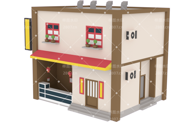C4D卡通商店3D素材