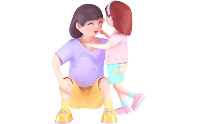3D立体母亲节妈妈女儿人物元素