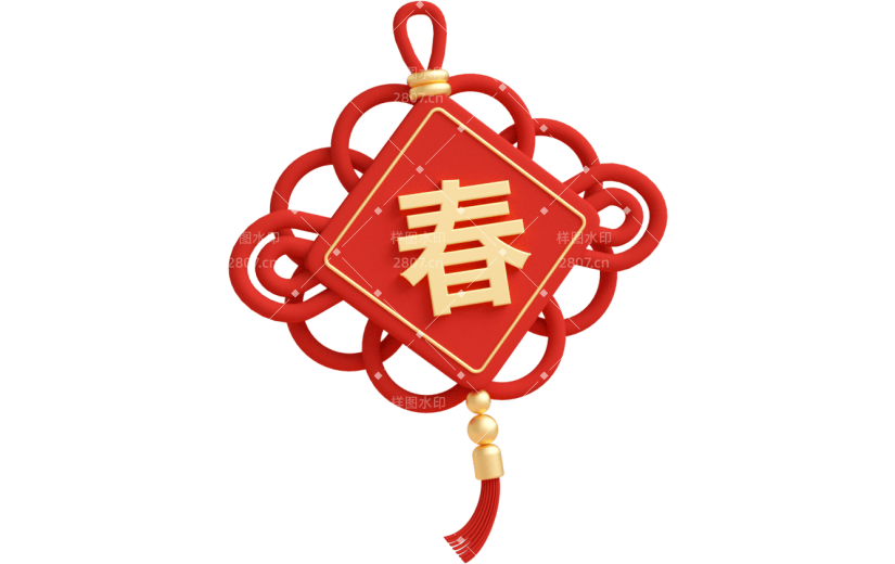 元素C4D立体红色卡通中国结