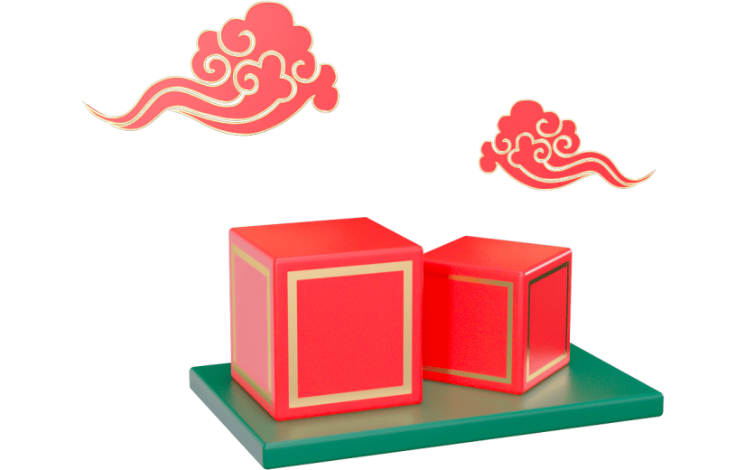 3D元素国潮风祥云展台