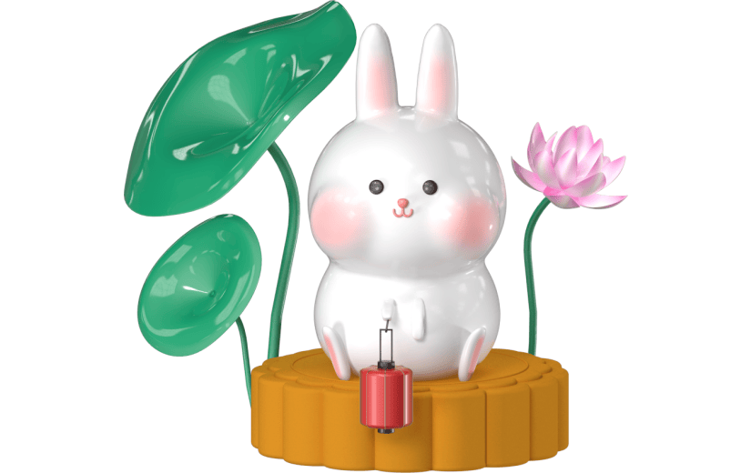 元素C4D中秋兔子创意组合