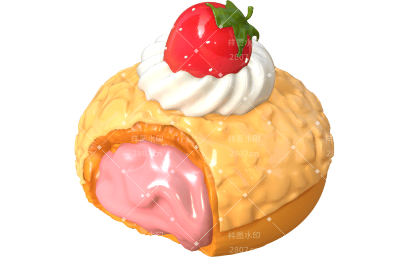 3D立体草莓爆浆泡芙