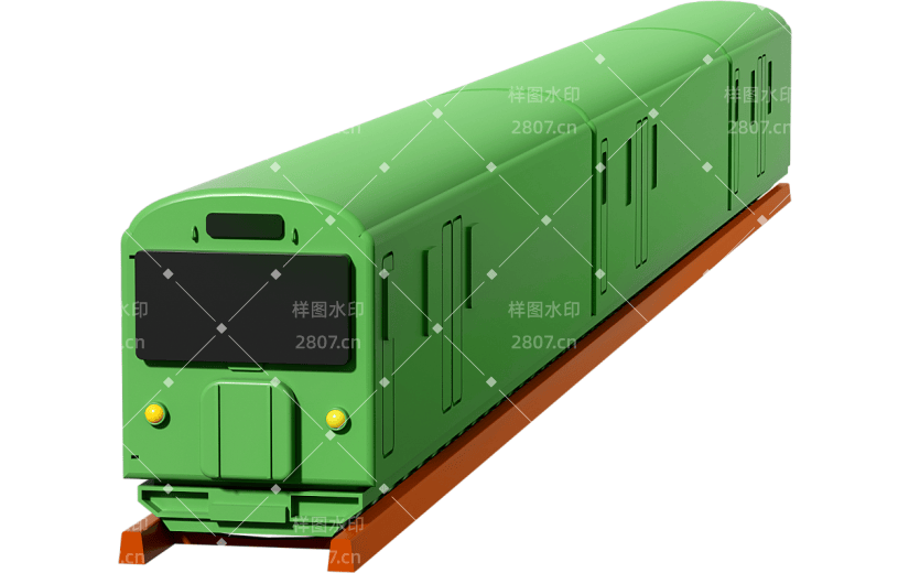 绿色清新绿皮火车头3D元素
