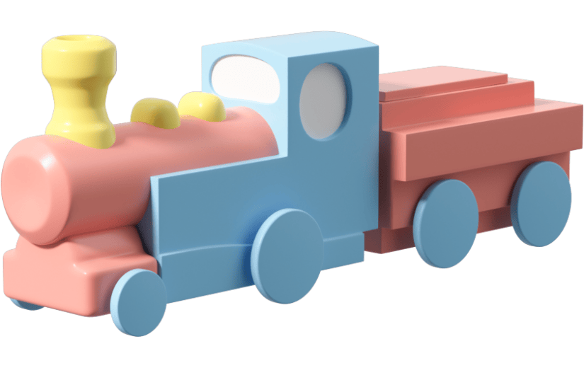 元素3D电商装饰物创意小火车