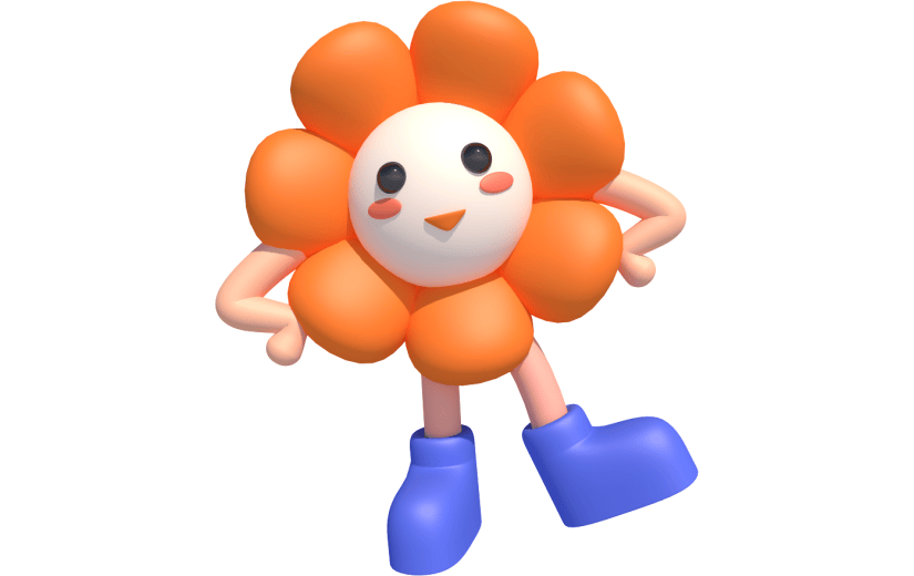 元素卡通3D拟态花朵