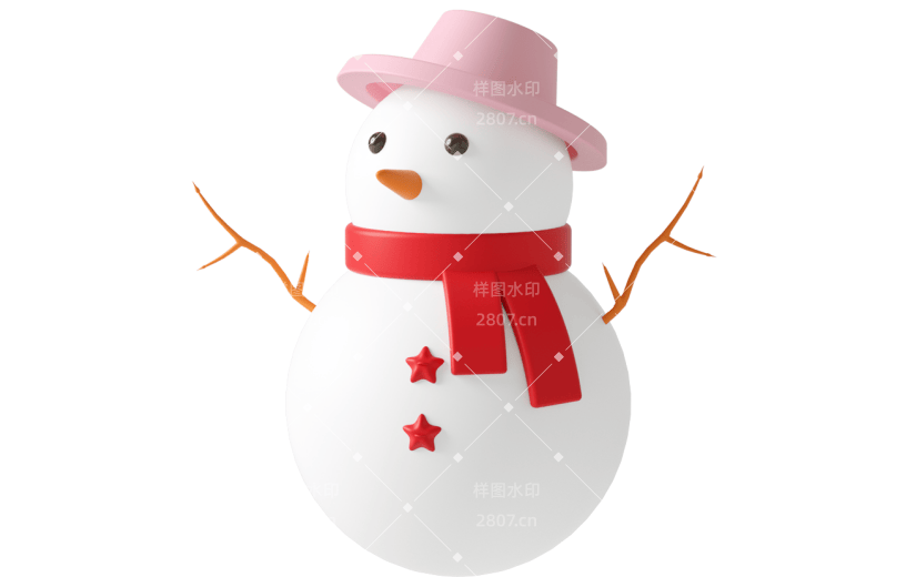 元素C4D立体白色卡通圣诞节雪人