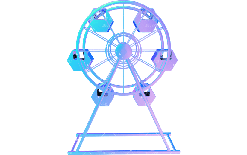 元素卡通3D质感摩天轮