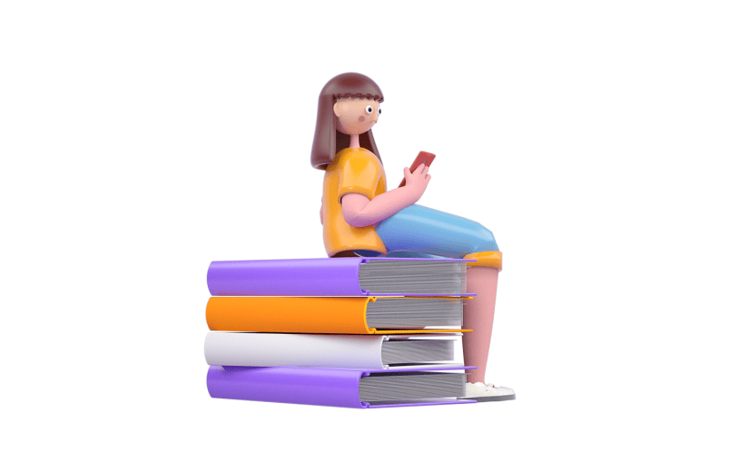 C4D女孩阅读看书看手机3D元素