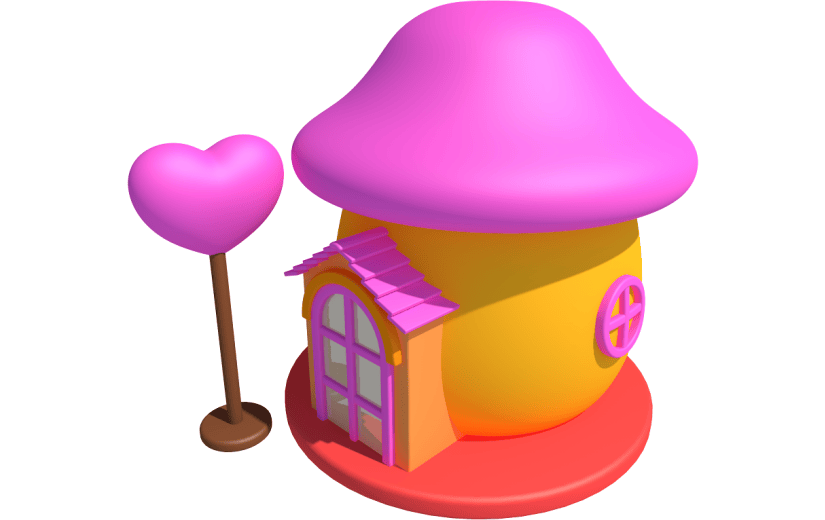元素卡通3D蘑菇屋