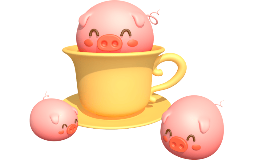 元素卡通3D可爱杯中小猪