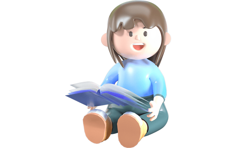 C4D简约风儿童看书读书阅读3D元素
