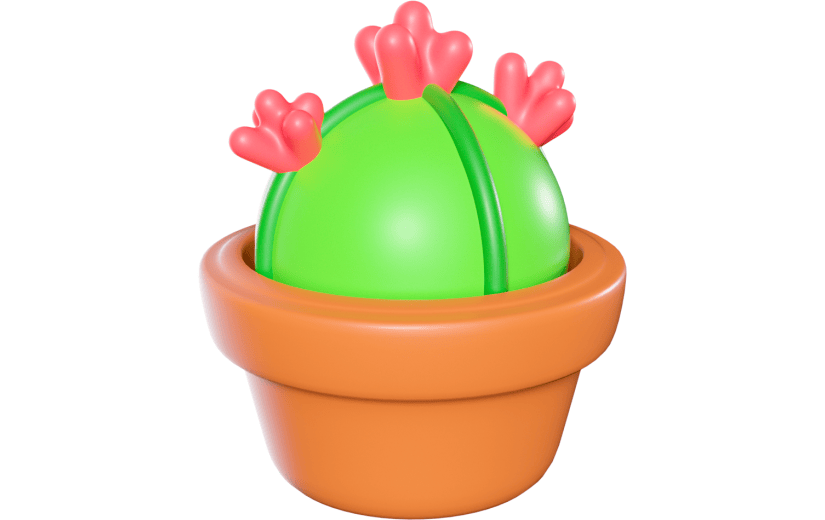 3D元素卡通盆栽植物仙人掌