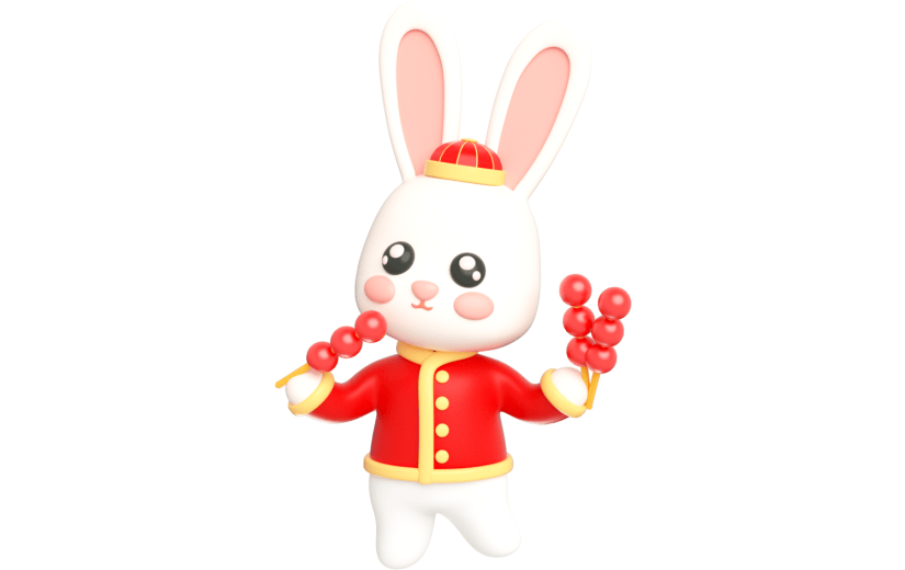 元素卡通3D新年兔子