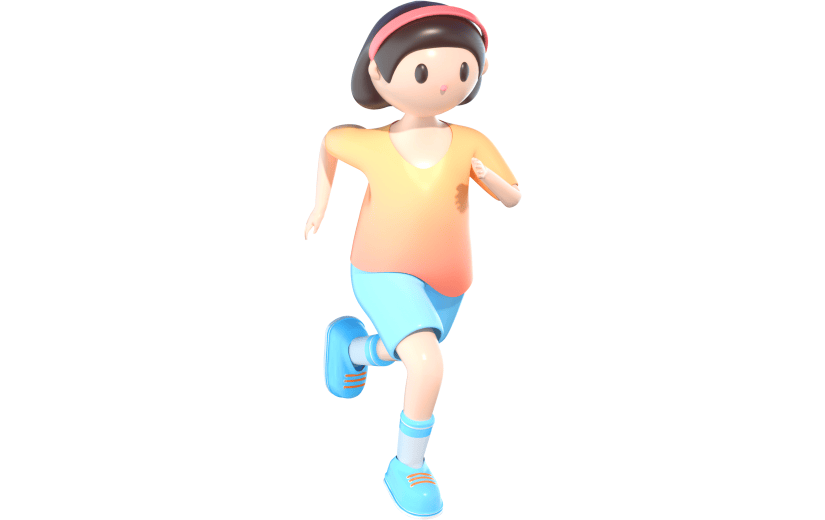 3D立体卡通跑步女孩形象人物元素