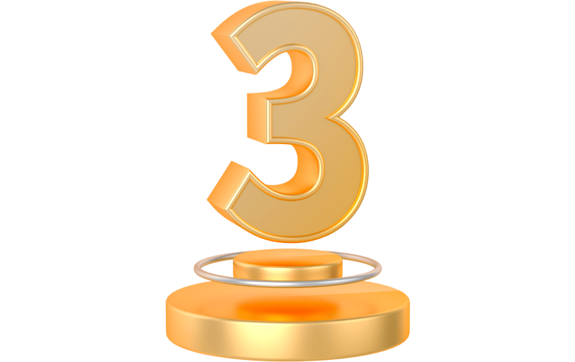 元素3D立体金色倒计时数字3