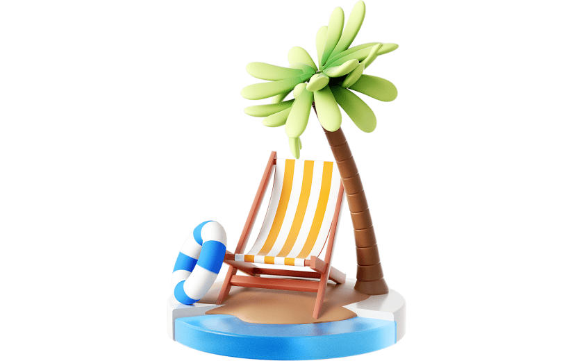 清新夏日暑假度假旅游3D元素