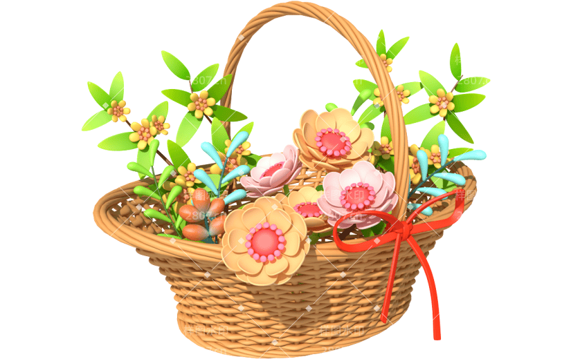 元素卡通3D花篮
