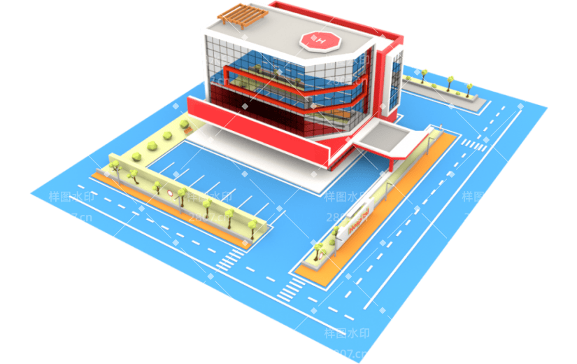 C4D卡通商场3D元素