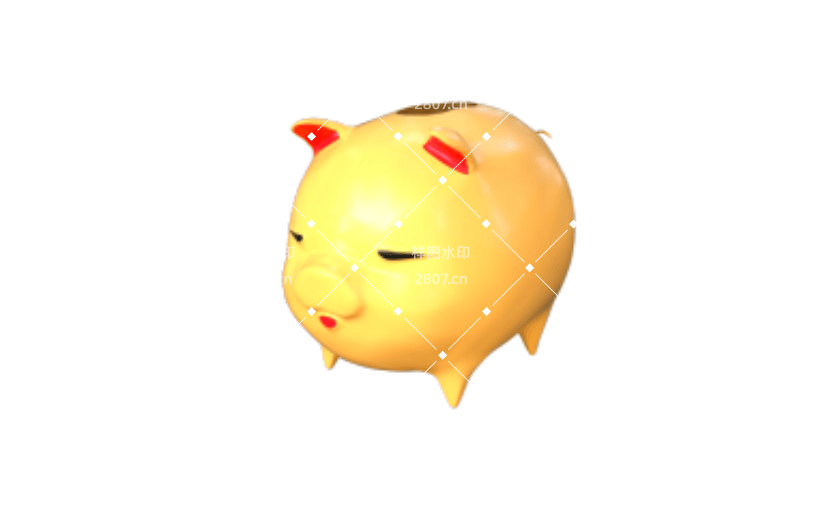 C4D日常元素卡通金猪存钱罐