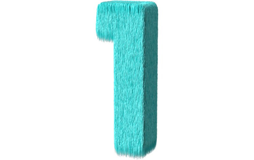 元素3D卡通毛绒数字1