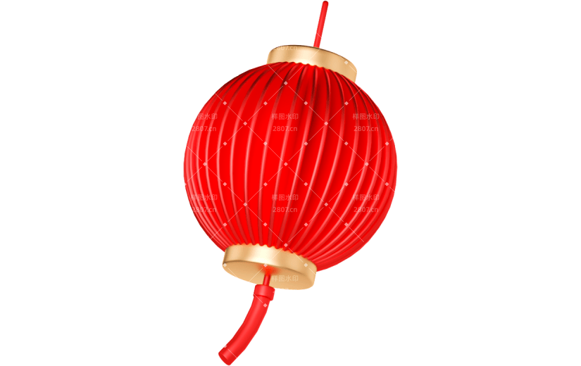 元素3D红色卡通折纸灯笼