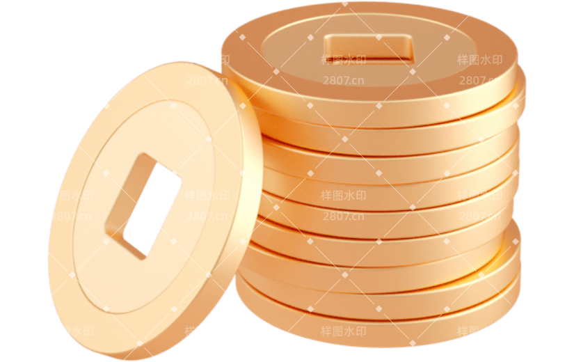元素C4D立体金色卡通金币