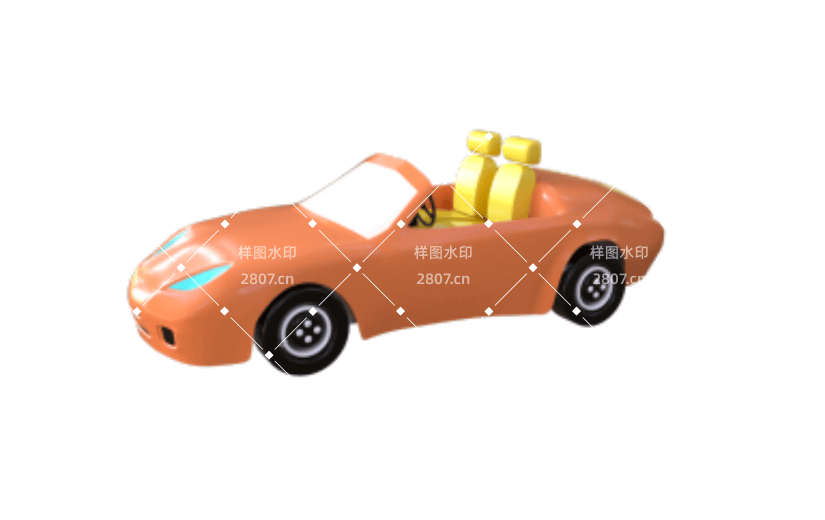 C4D交通工具卡通敞篷跑车