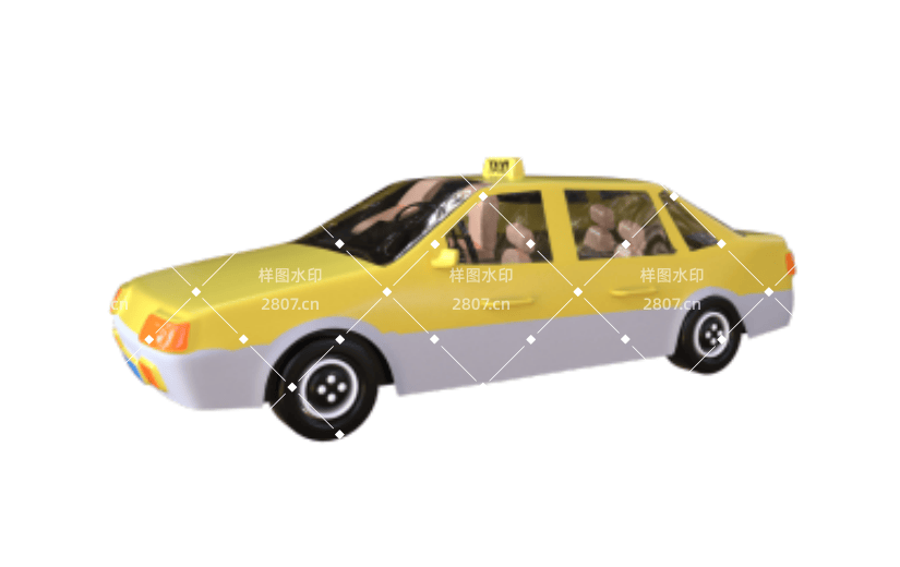 C4D交通工具卡通出租车