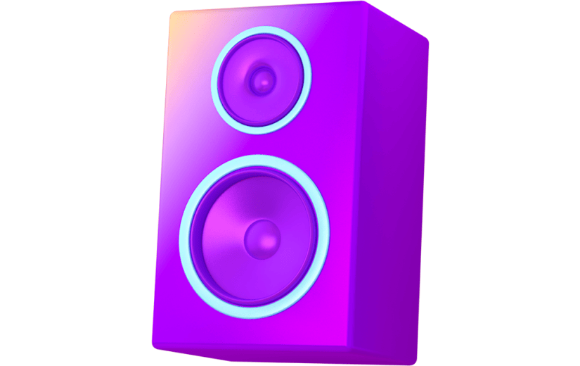 元素C4D立体紫色卡通直播购物音响