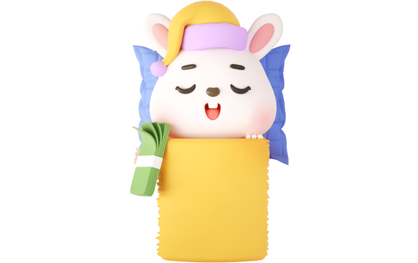 元素C4D立体黄色卡通躺赢人生祝福兔子