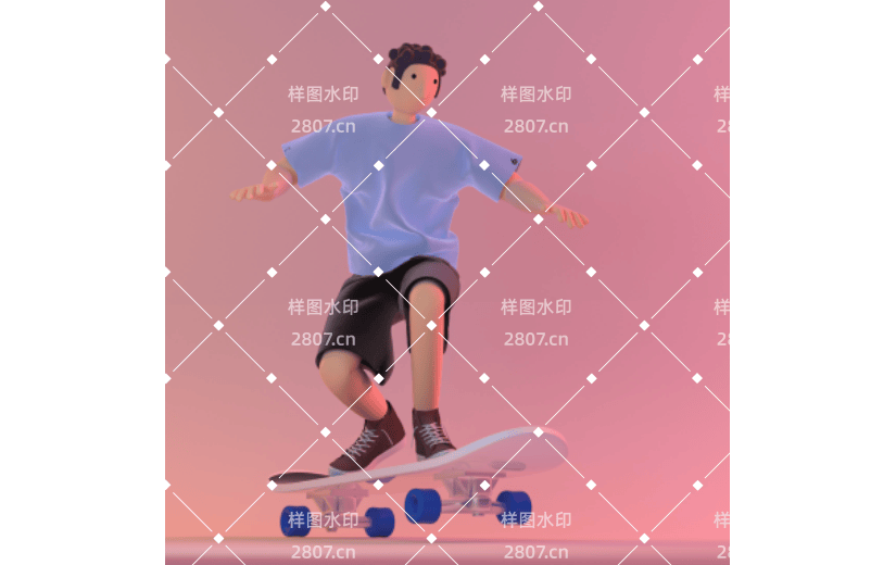 时尚滑板男孩运动场景
