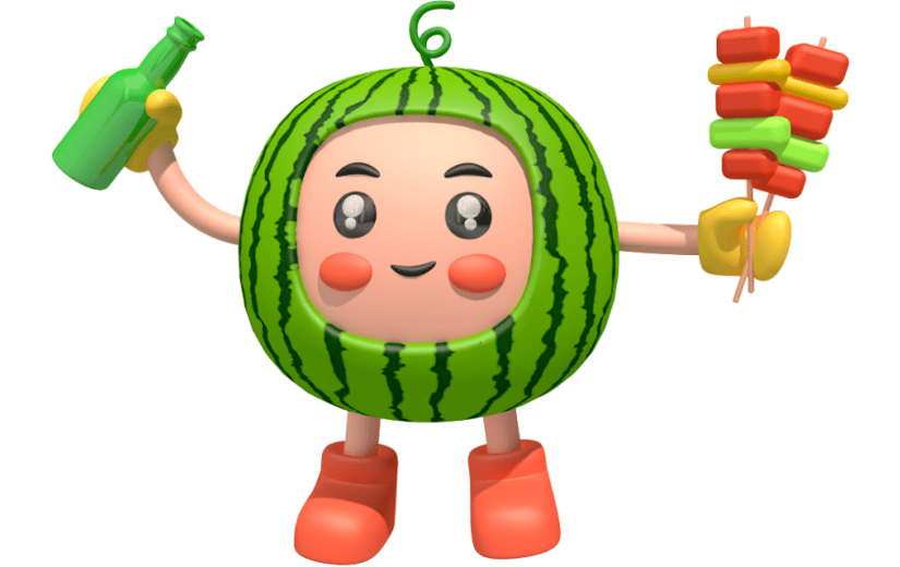 元素卡通3D拟态西瓜人物