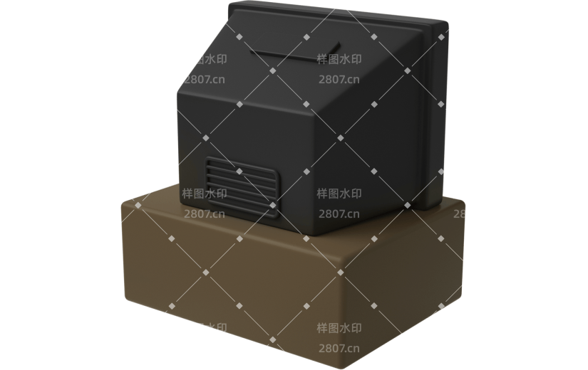 元素C4D立体黑色卡通电视机