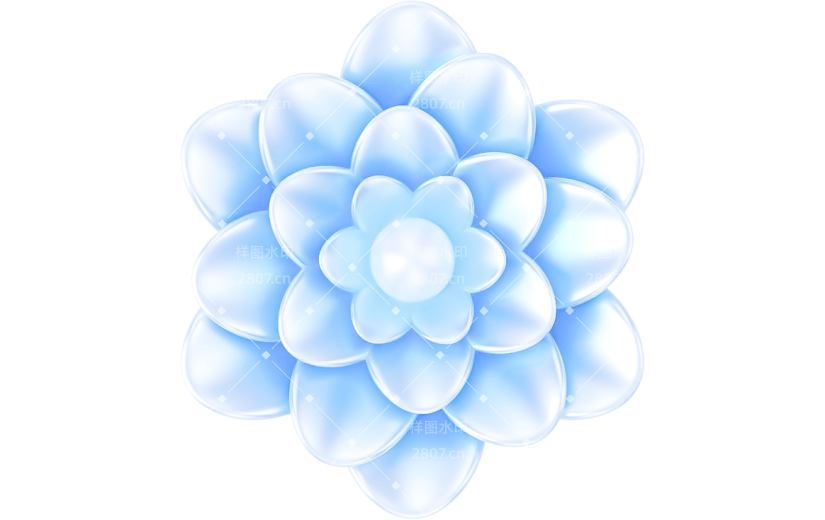 元素3D浪漫蓝紫色渐变装饰花