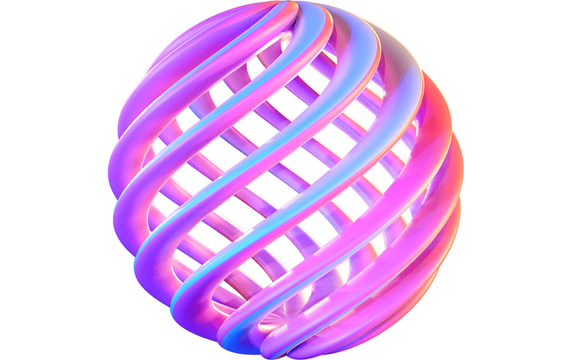 简约风彩色渐变镂空球3D元素
