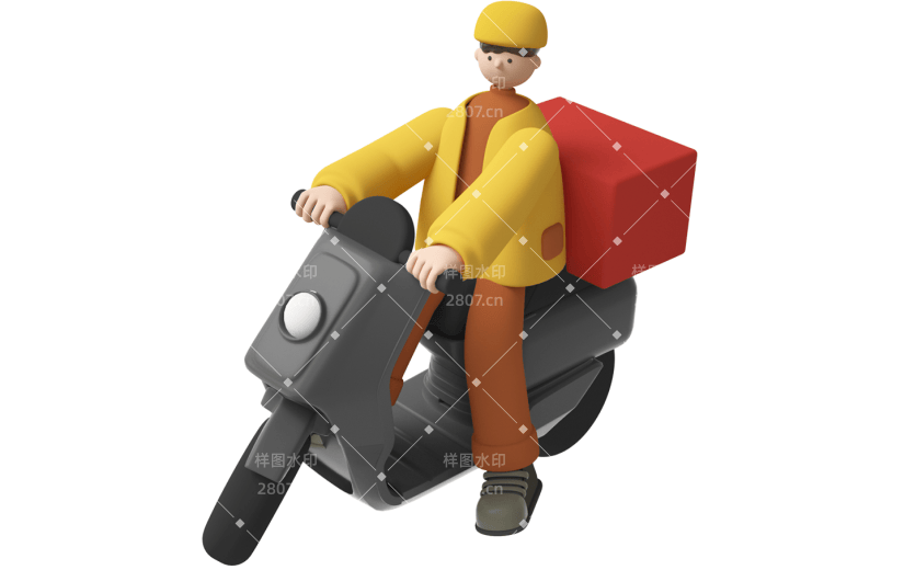 元素C4D立体黄色卡通外卖员