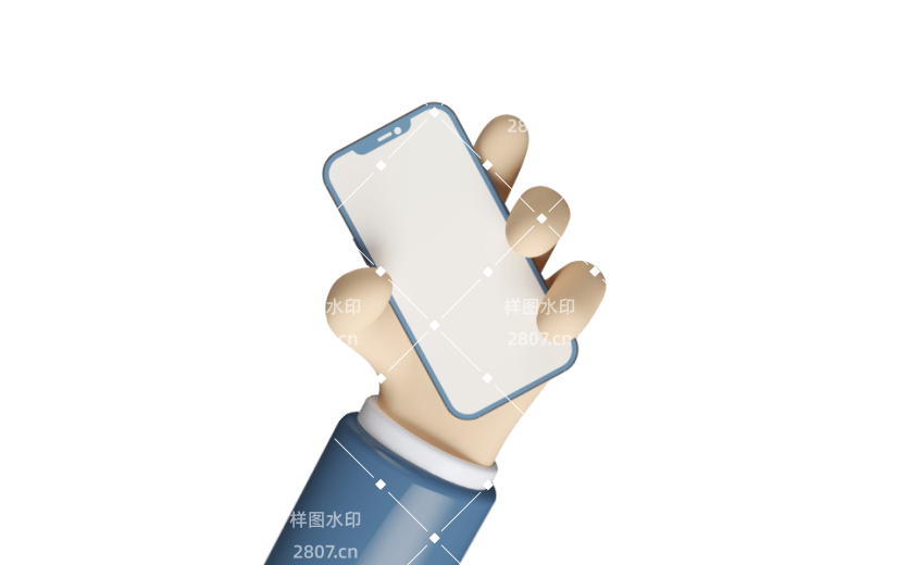 卡通拿手机手势动作c4d元素
