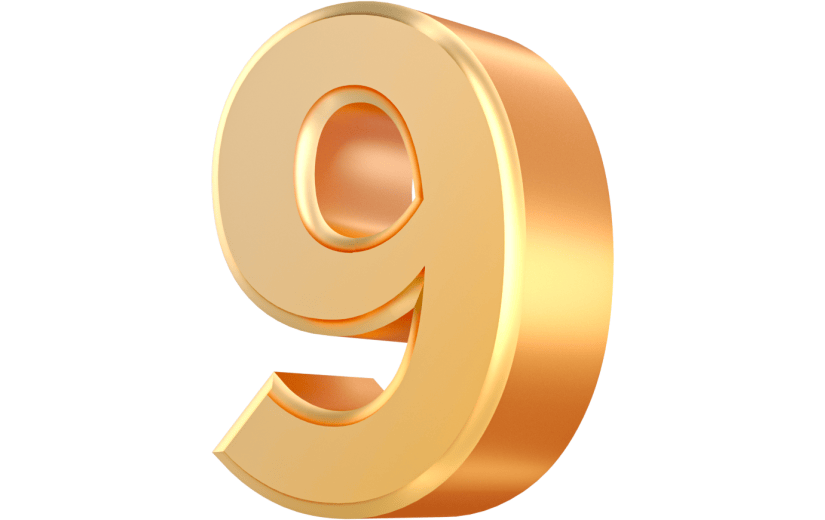 元素3D立体金色倒计时数字9